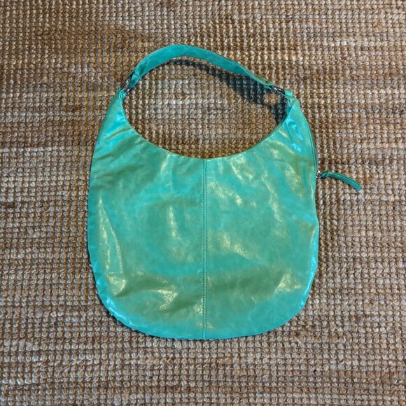 HOBO International Light Green Leather Shoulder Bag Boho Large - Picture 2 of 8